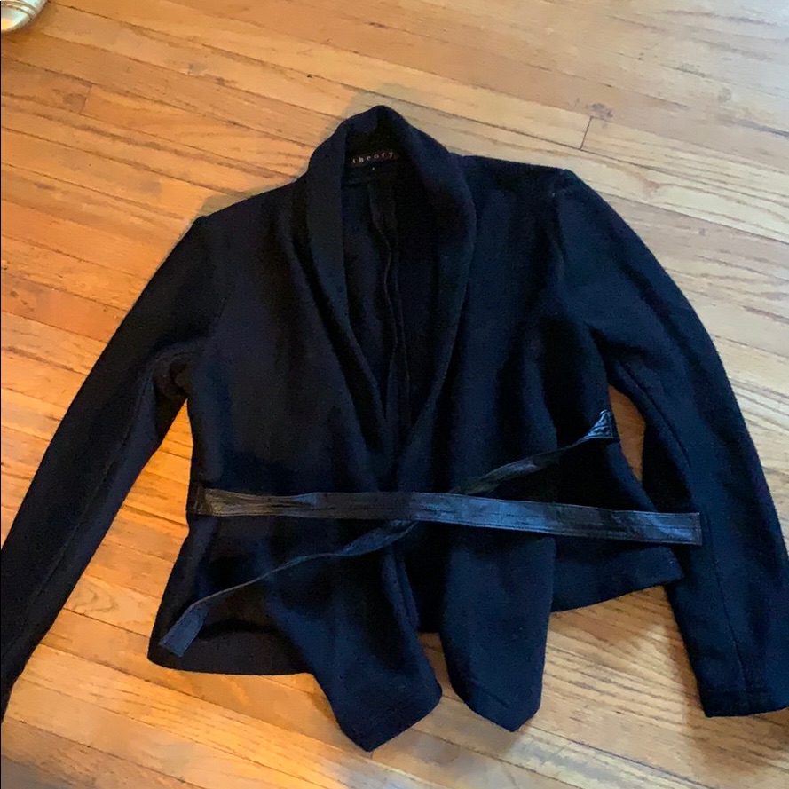 Theory-Black Leather Tie Front